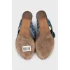 Denim flip-flops with a signature print