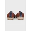 Textile espadrilles with leather toe