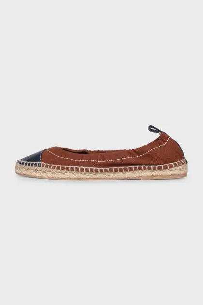 Textile espadrilles with leather toe