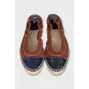 Textile espadrilles with leather toe