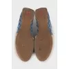 Leather sneakers with denim inserts