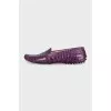 Purple embossed leather loafers
