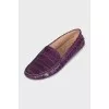 Purple embossed leather loafers