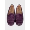 Purple embossed leather loafers