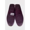 Purple embossed leather loafers