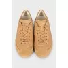 Brown leather and suede sneakers