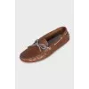 Leather loafers with contrast laces