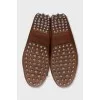 Leather loafers with contrast laces