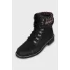 Leather boots with textile insert