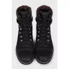 Leather boots with textile insert