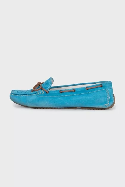 Suede moccasins with weave