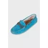 Suede moccasins with weave