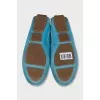 Suede moccasins with weave