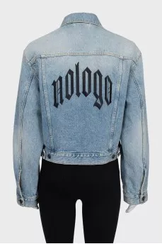 Cropped denim jacket with embroidery