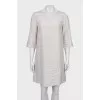 Silk straight dress with ruffles