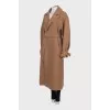 Brown wool coat with a belt