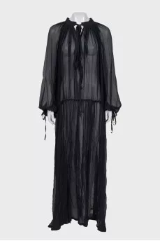 Black silk transparent dress