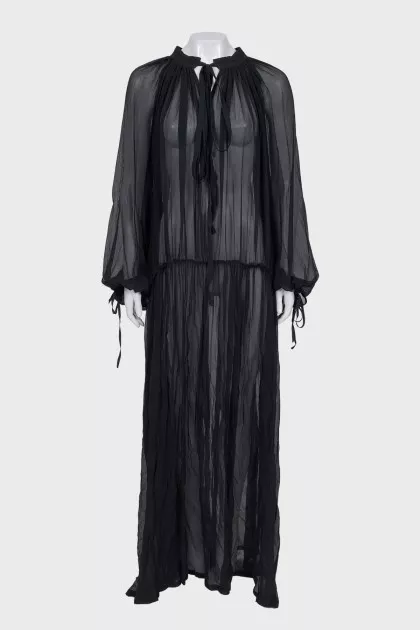 Black silk transparent dress