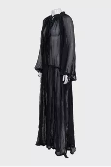 Black silk transparent dress