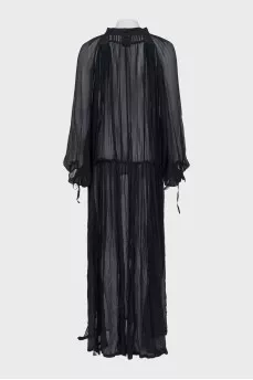 Black silk transparent dress