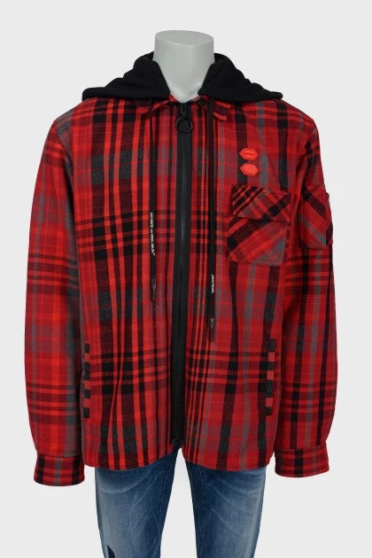 Men's shirt with a zipper and a hood