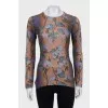 Fitted long sleeve top with floral print