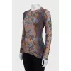 Fitted long sleeve top with floral print