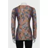 Fitted long sleeve top with floral print