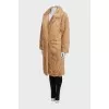 Straight cut fur coat with hooks