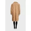 Straight cut fur coat with hooks