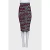 Wool suit consisting of a top and printed skirt