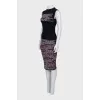 Wool suit consisting of a top and printed skirt