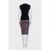 Wool suit consisting of a top and printed skirt