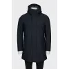 Men's straight down jacket with a zipper and buttons