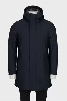 Men's straight down jacket with a zipper and buttons