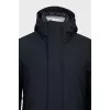 Men's straight down jacket with a zipper and buttons