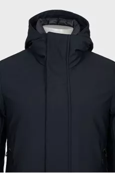 Men's straight down jacket with a zipper and buttons