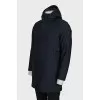 Men's straight down jacket with a zipper and buttons