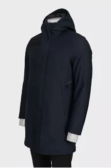 Men's straight down jacket with a zipper and buttons