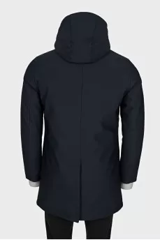 Men's straight down jacket with a zipper and buttons