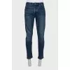 Men's blue straight fit button-down jeans