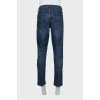 Men's blue straight fit button-down jeans