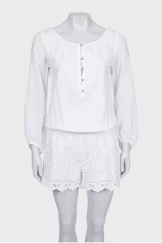 Jumpsuit with shorts decorated with lace