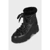 Leather lace-up boots with high soles