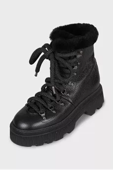 Leather lace-up boots with high soles