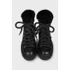 Leather lace-up boots with high soles