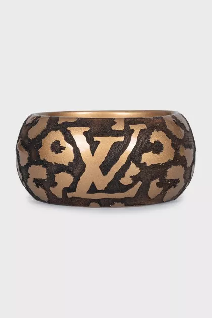 Wooden bracelet with animal print