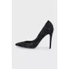 Black pumps with rhinestones