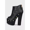 High heel ankle boots with open toes