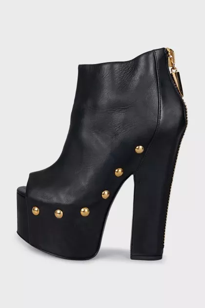 High heel ankle boots with open toes